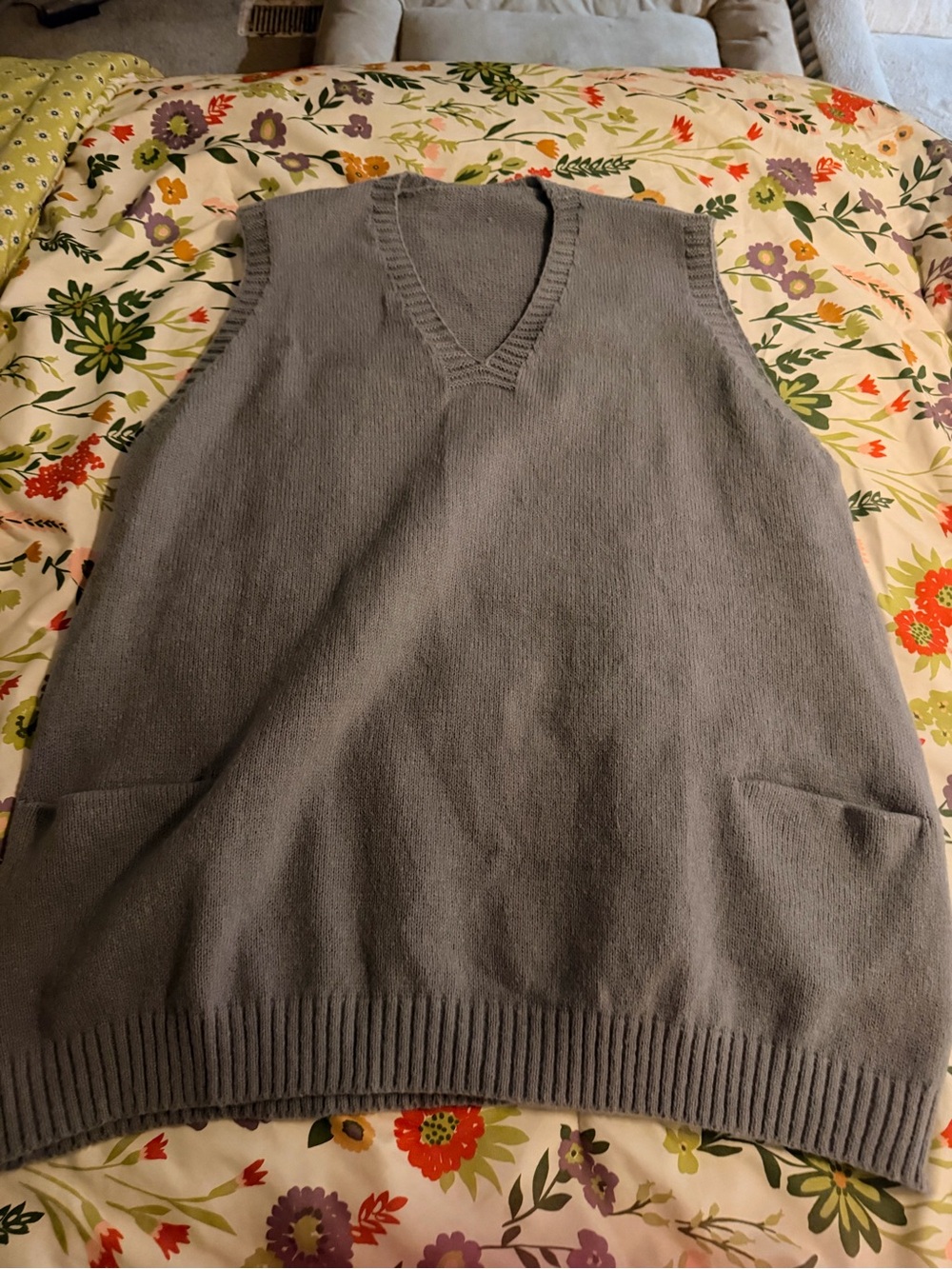 Classic V-Neck Knit Vest in Heather Gray fits like 2/3X